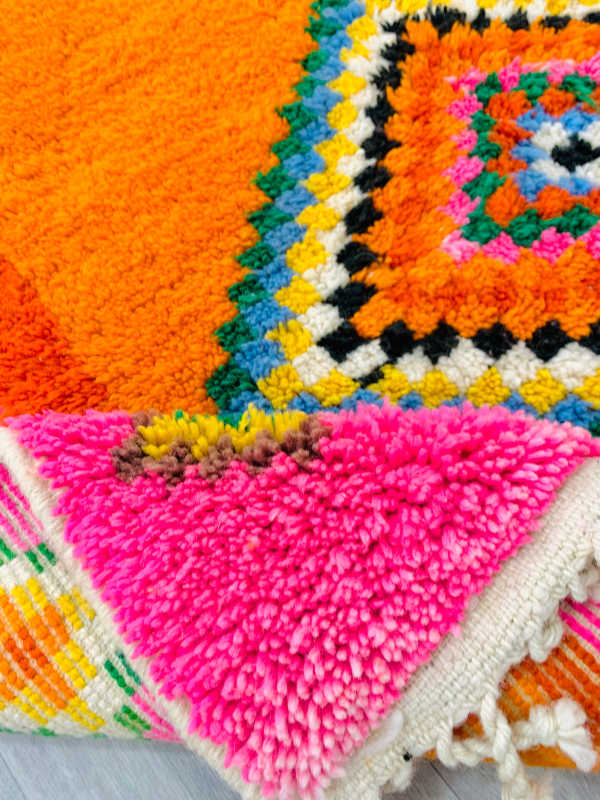 Moroccan Orange & Pink Berber Rug