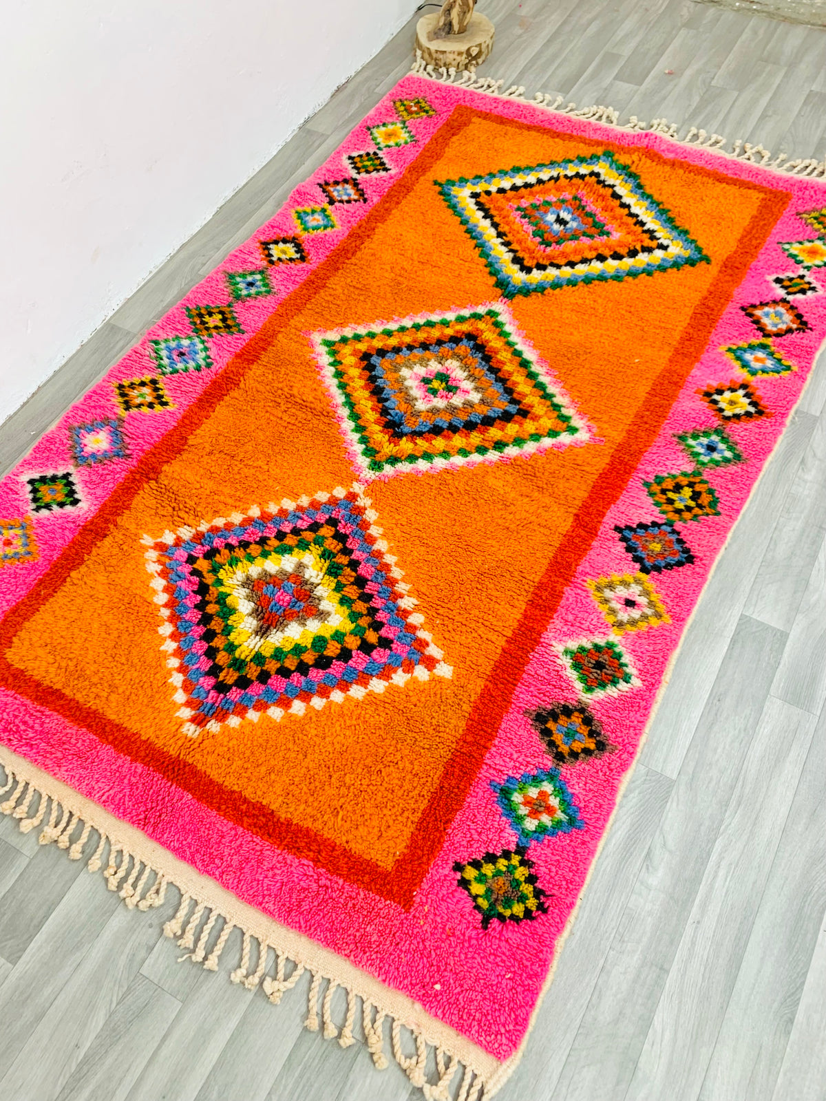 Moroccan Orange & Pink Berber Rug